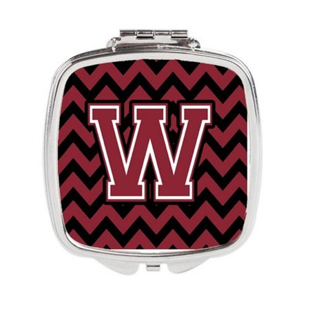 CAROLINES TREASURES Letter W Chevron Garnet and Black Compact Mirror CJ1052-WSCM